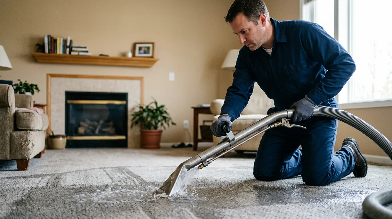 Water damage restoration technician working near Julian, NC